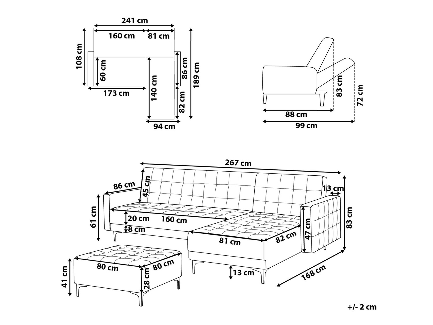Stūra dīvāns Felvena 111 (Tumši pelēks)