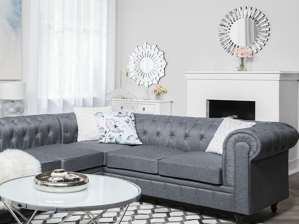 Chesterfield stūra dīvāns Cirdoro 109 (Pelēks)