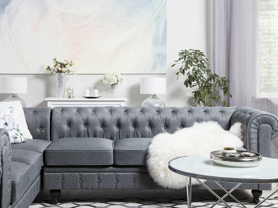 Chesterfield stūra dīvāns Cirdoro 109 (Pelēks)