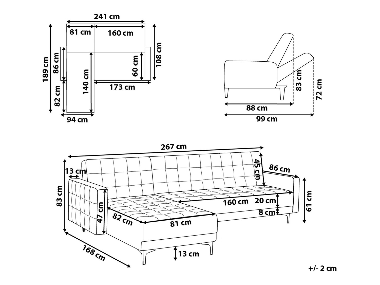 Stūra dīvāns Felvena 111 (Tumši brūns)