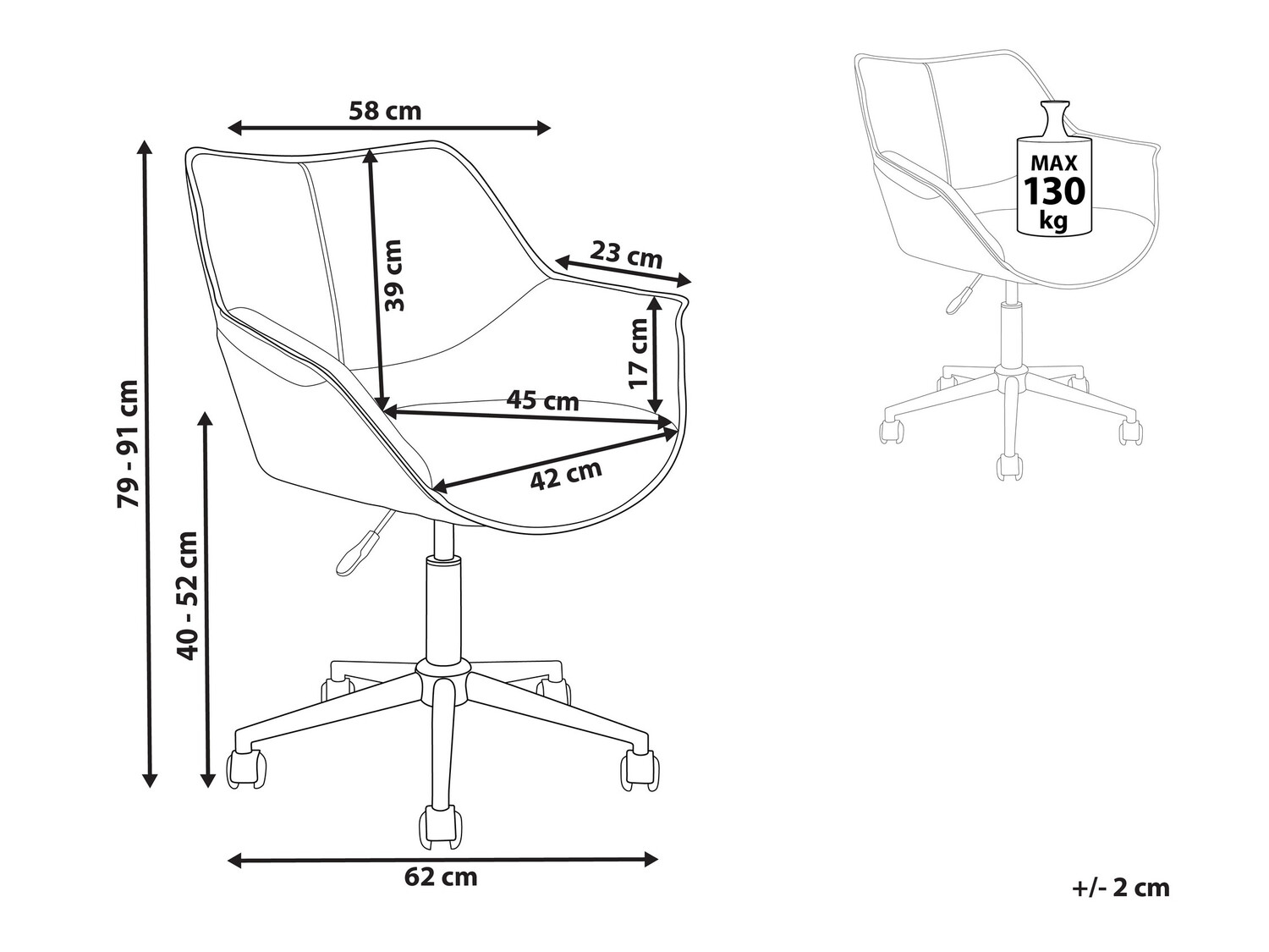Biroja krēsls Berwyn 899 (Melns)