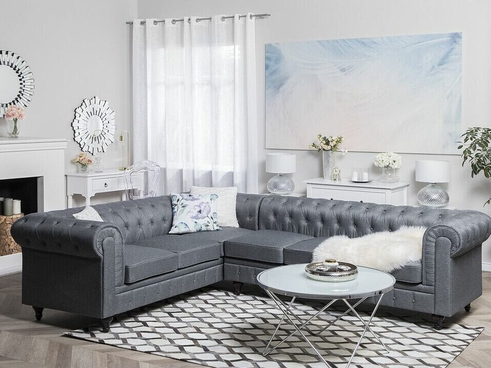 Chesterfield stūra dīvāns Cirdoro 109 (Pelēks)