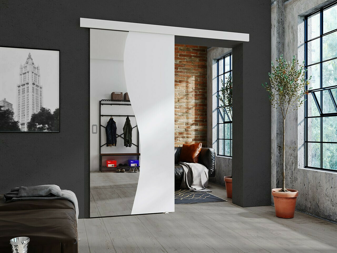 Bīdāmas durvis Dover 213 (Balts)