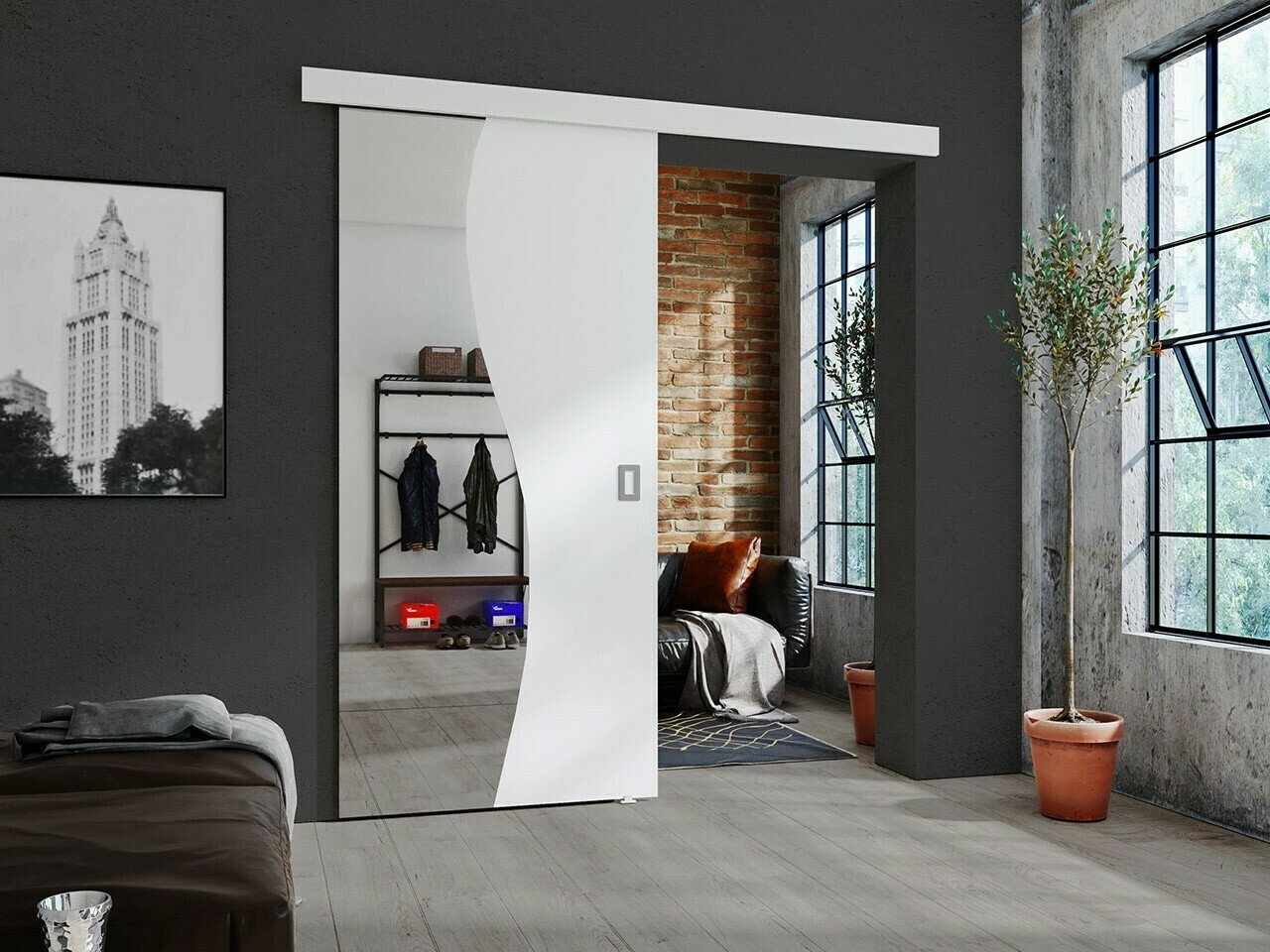 Bīdāmas durvis Dover 213 (Balts)