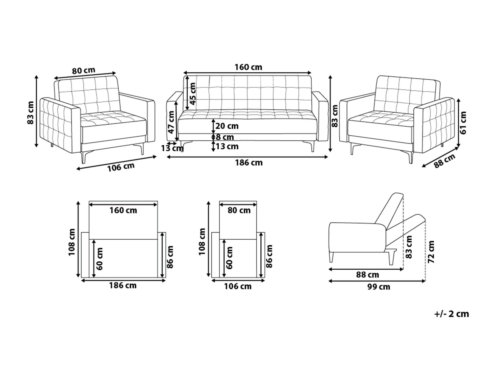 Mīksto mēbeļu komplekts Felvena 114 (Pelēks)