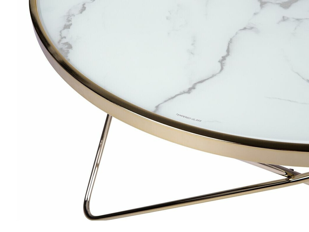 Žurnālu galdiņš Berwyn 982 (Balts marmors + Zelta)