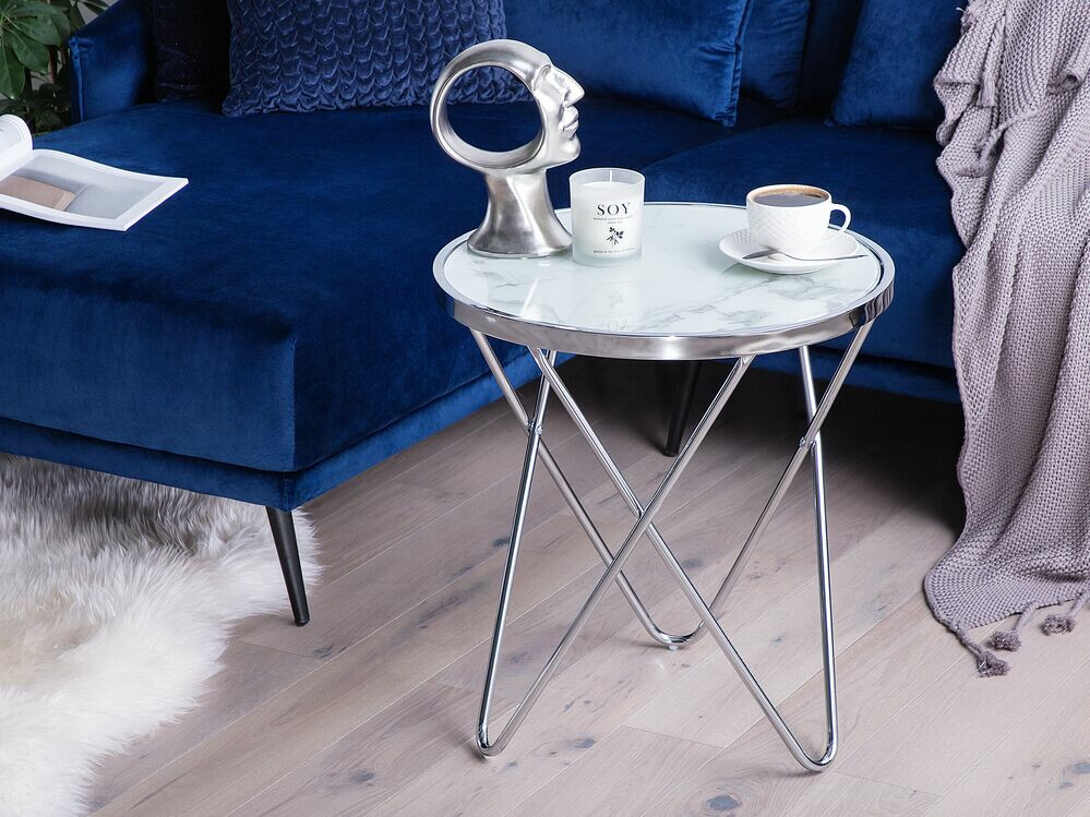 Kafijas galdiņš Berwyn 985 (Balts marmors + Sudraba)