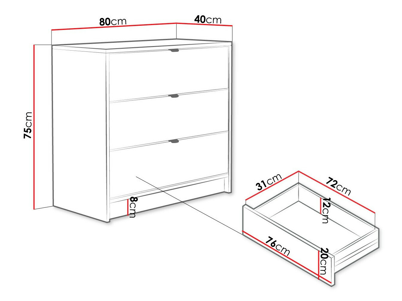 Kumode Comfivo Larmire 102 (Balts)