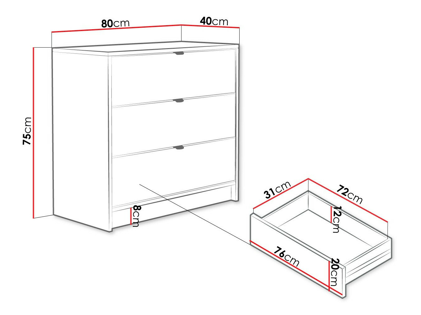 Kumode Comfivo Larmire 102 (Melns)