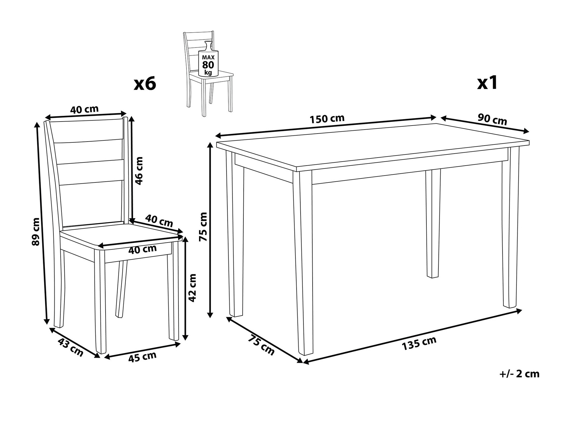 Ēdamistabas komplekts Berwyn 2078 (Melns)