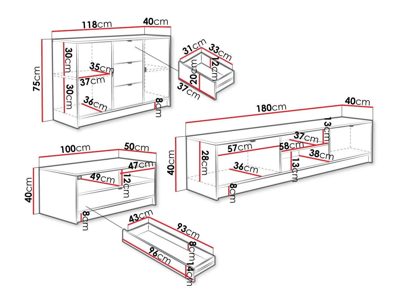Набор для гостиной Comfivo Larmire 107 (Чёрный)