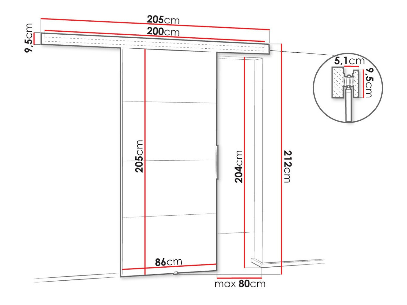 Bīdāmas durvis Dover 144 (Balts)