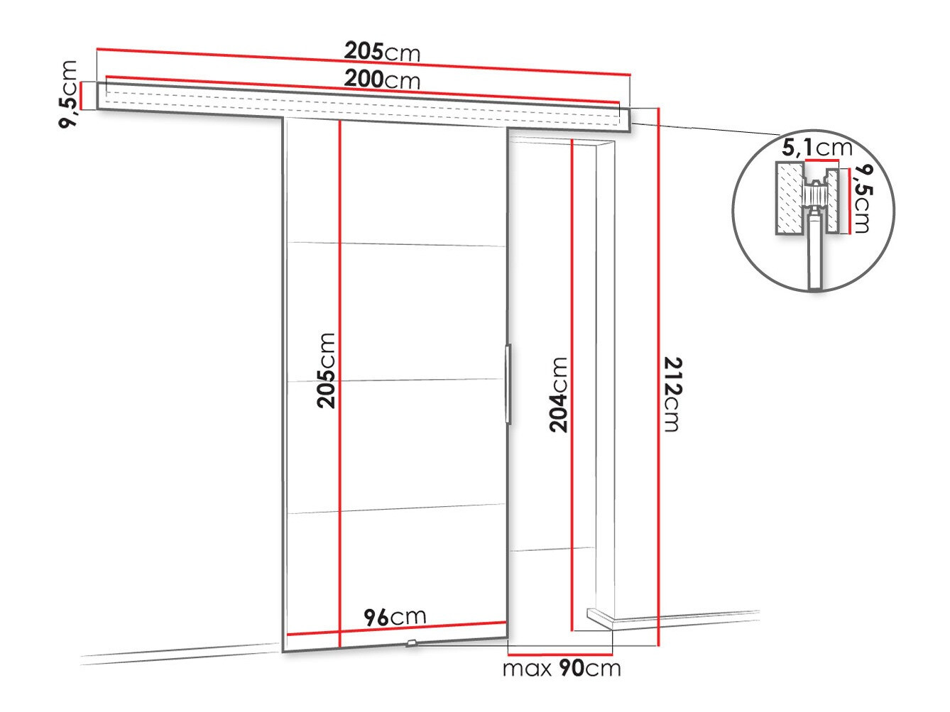 Bīdāmas durvis Dover 145 (Balts)