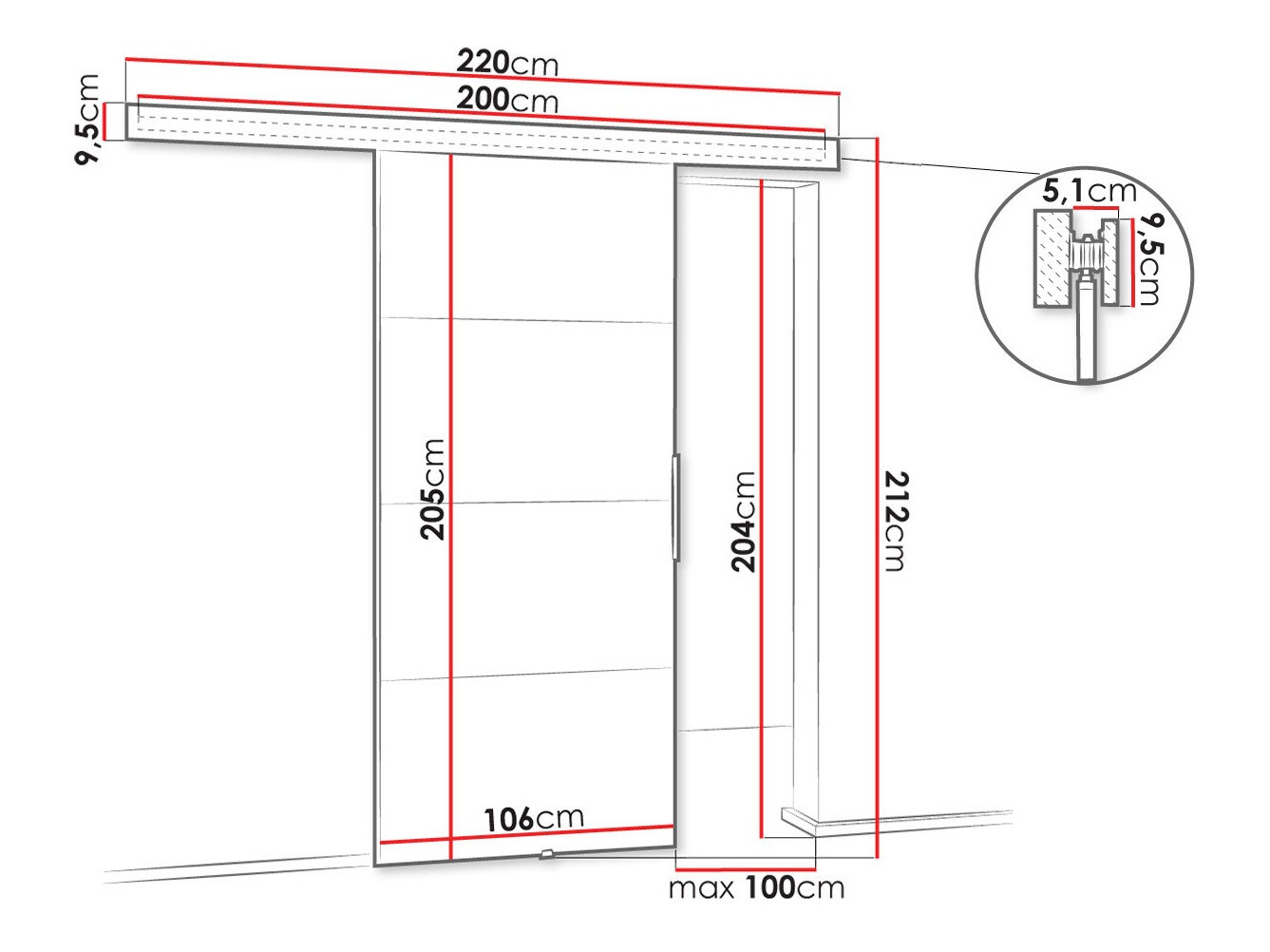 Bīdāmas durvis Dover 146 (Balts)