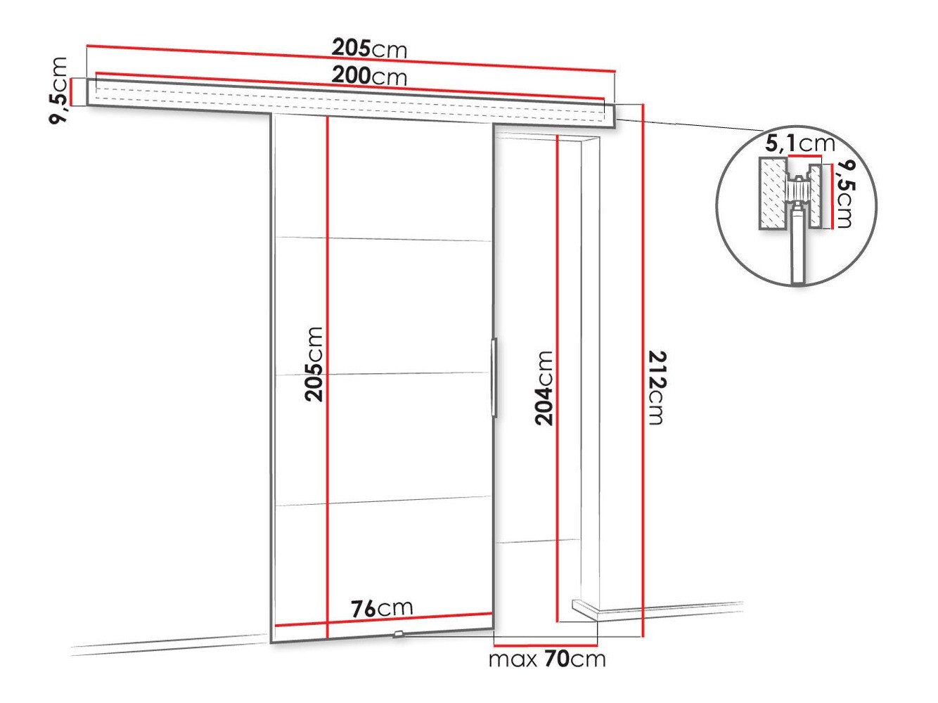 Bīdāmas durvis Dover 216 (Balts)