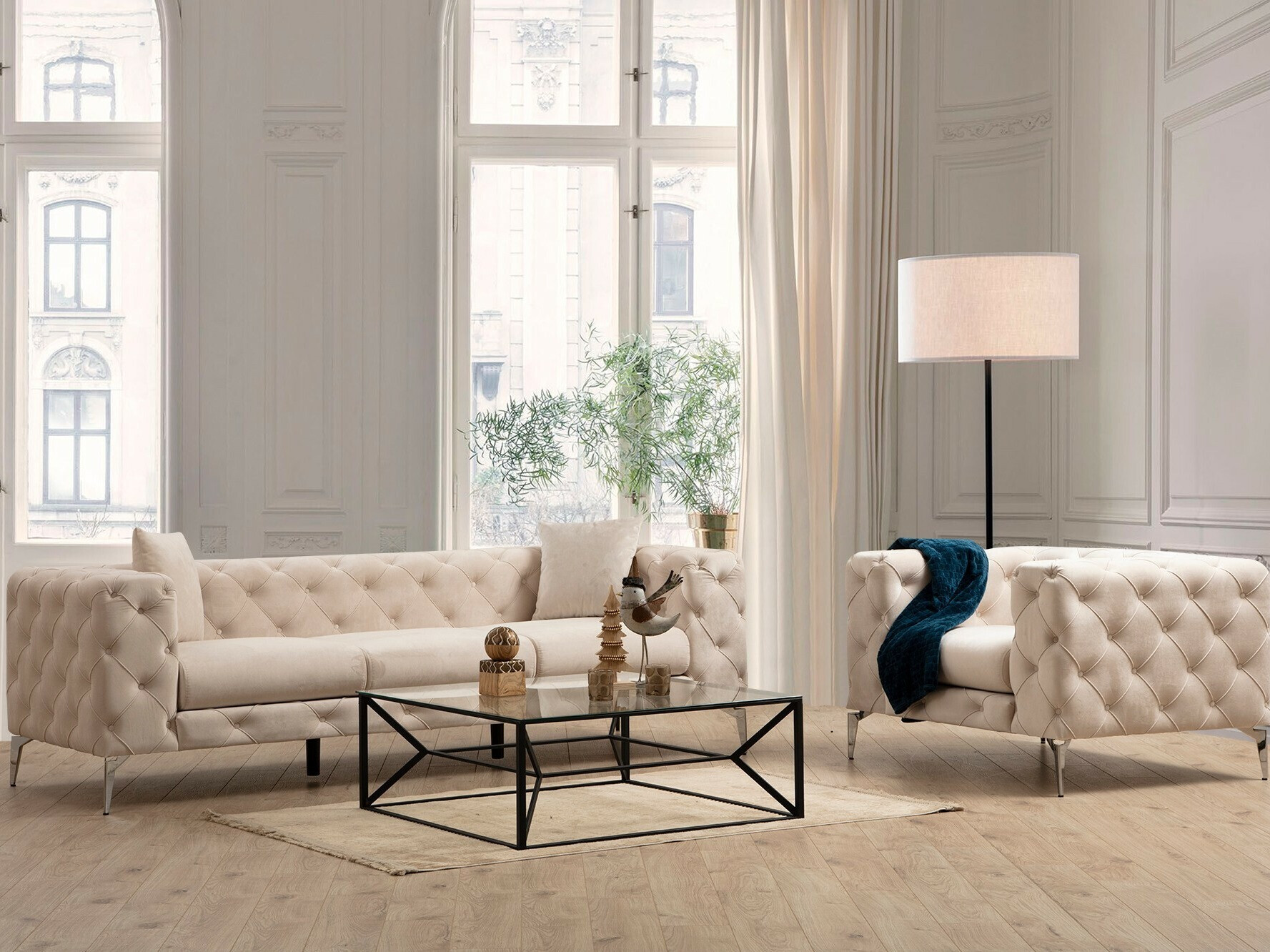 Chesterfield dīvāns Altadena 356 (Bēšs)