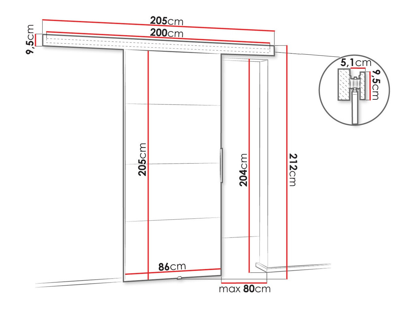Раздвижные двери Dover 144 (Сонома Дуб)