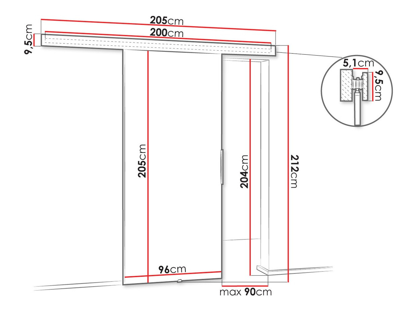 Bīdāmas durvis Dover 142 (Tumši pelni)
