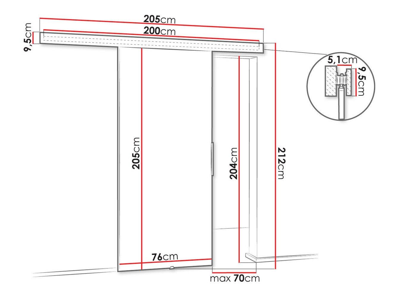 Bīdāmas durvis Dover 217 (Balts)