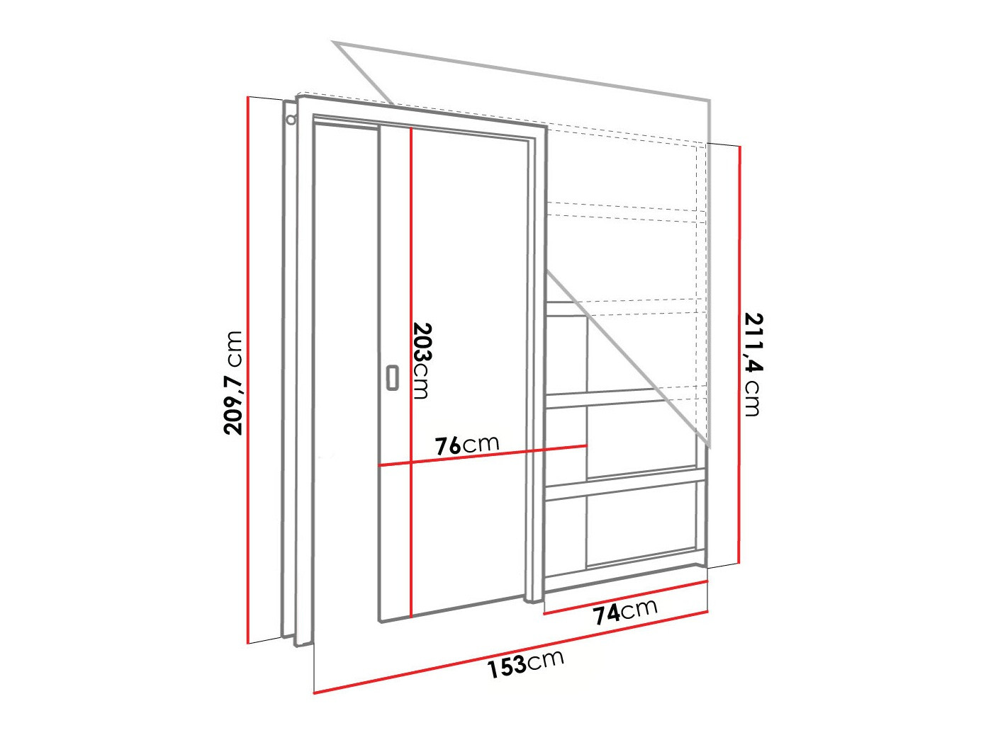 Bīdāmas durvis Dover 220 (Balts)