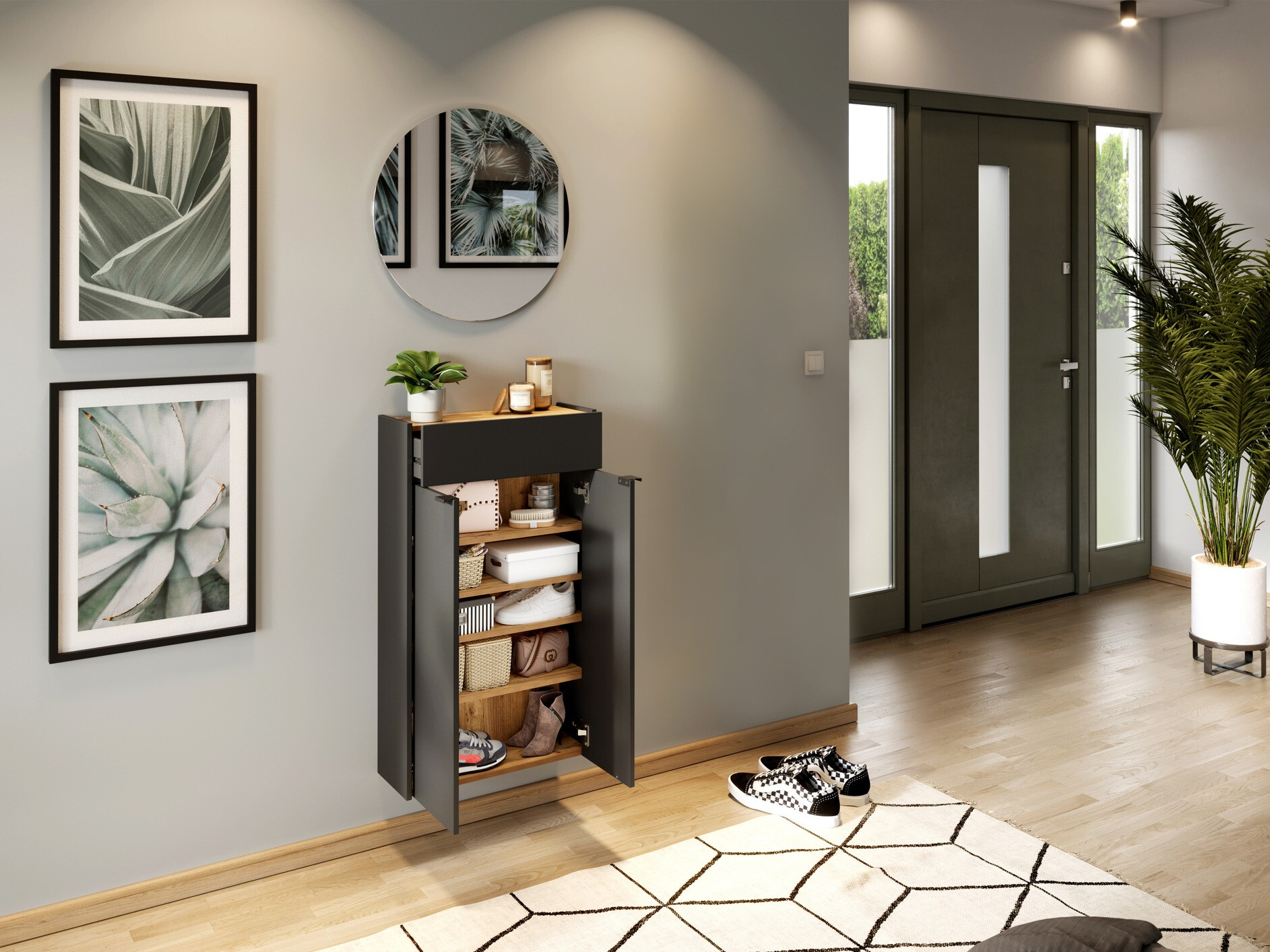 Прихожая Cirsale 104 (Графит + Navarra дуб)