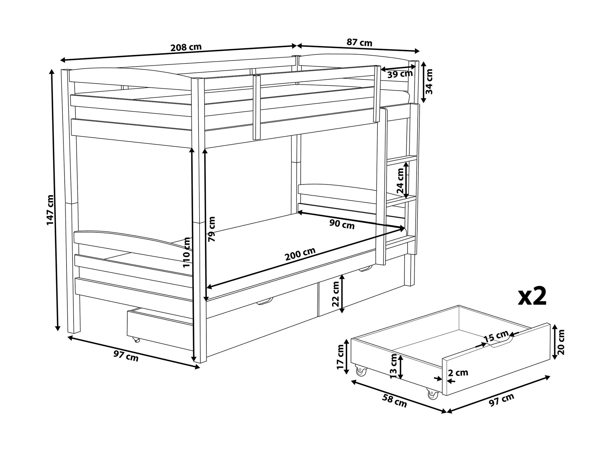 Двухъярусная кровать Berwyn 1198 (Белый)