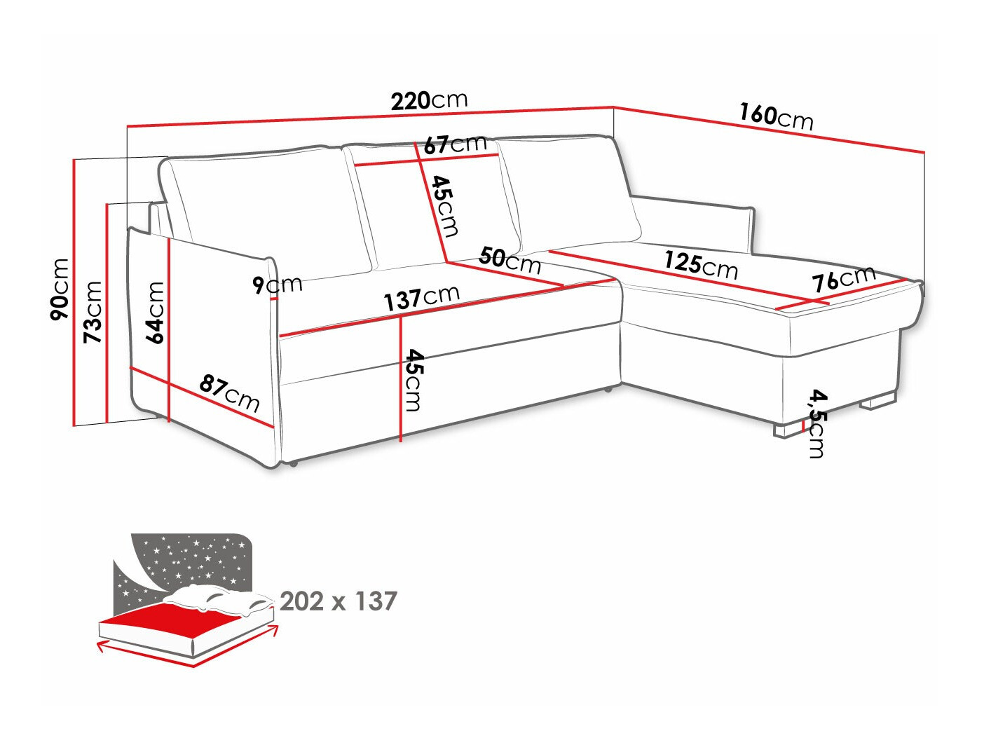Stūra dīvāns Columbus 208 (Neve 90)