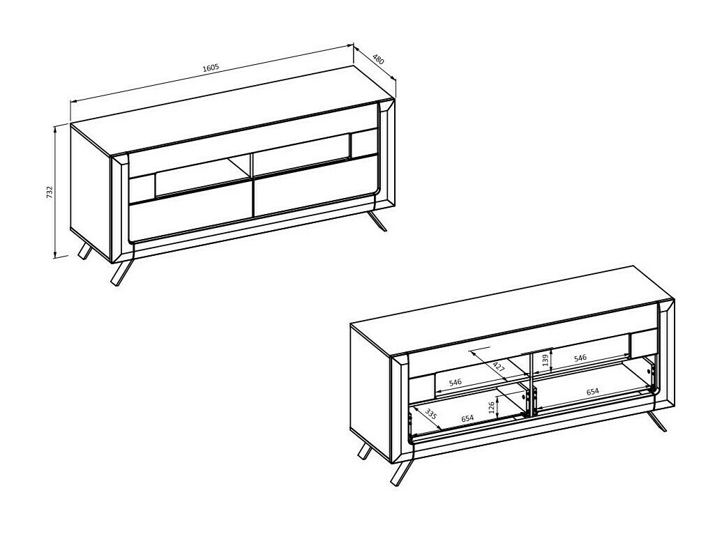 TV galds Sovera 105 (Rieksts + Glancēts melns)