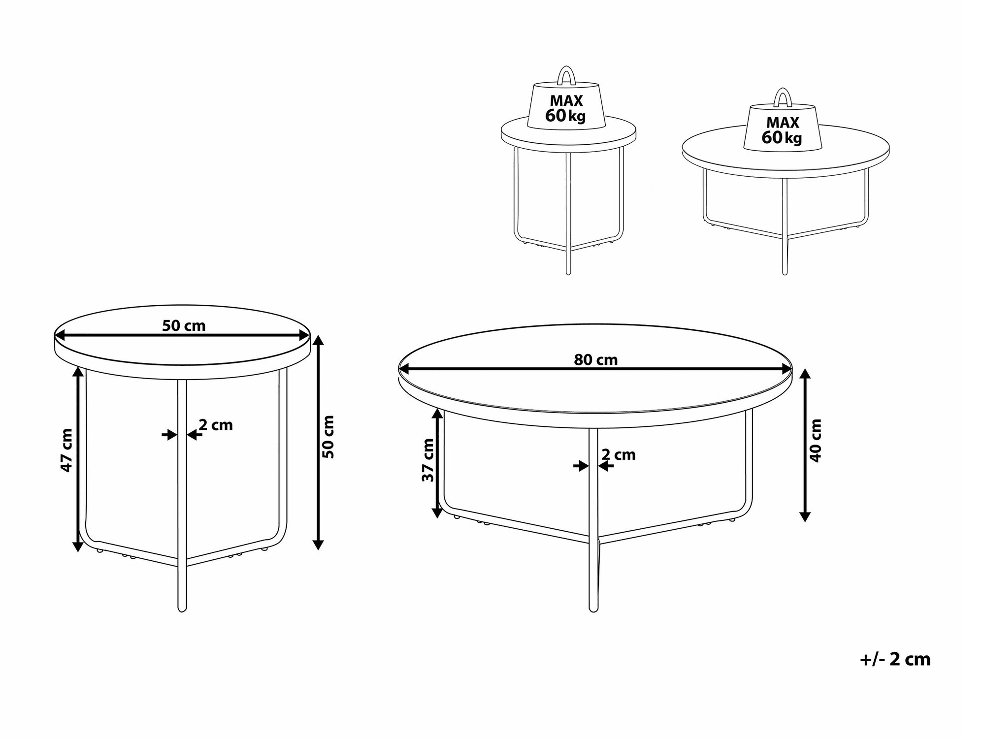 Комплект журнальных столиков Berwyn 789 (Светлое дерево + Чёрный)
