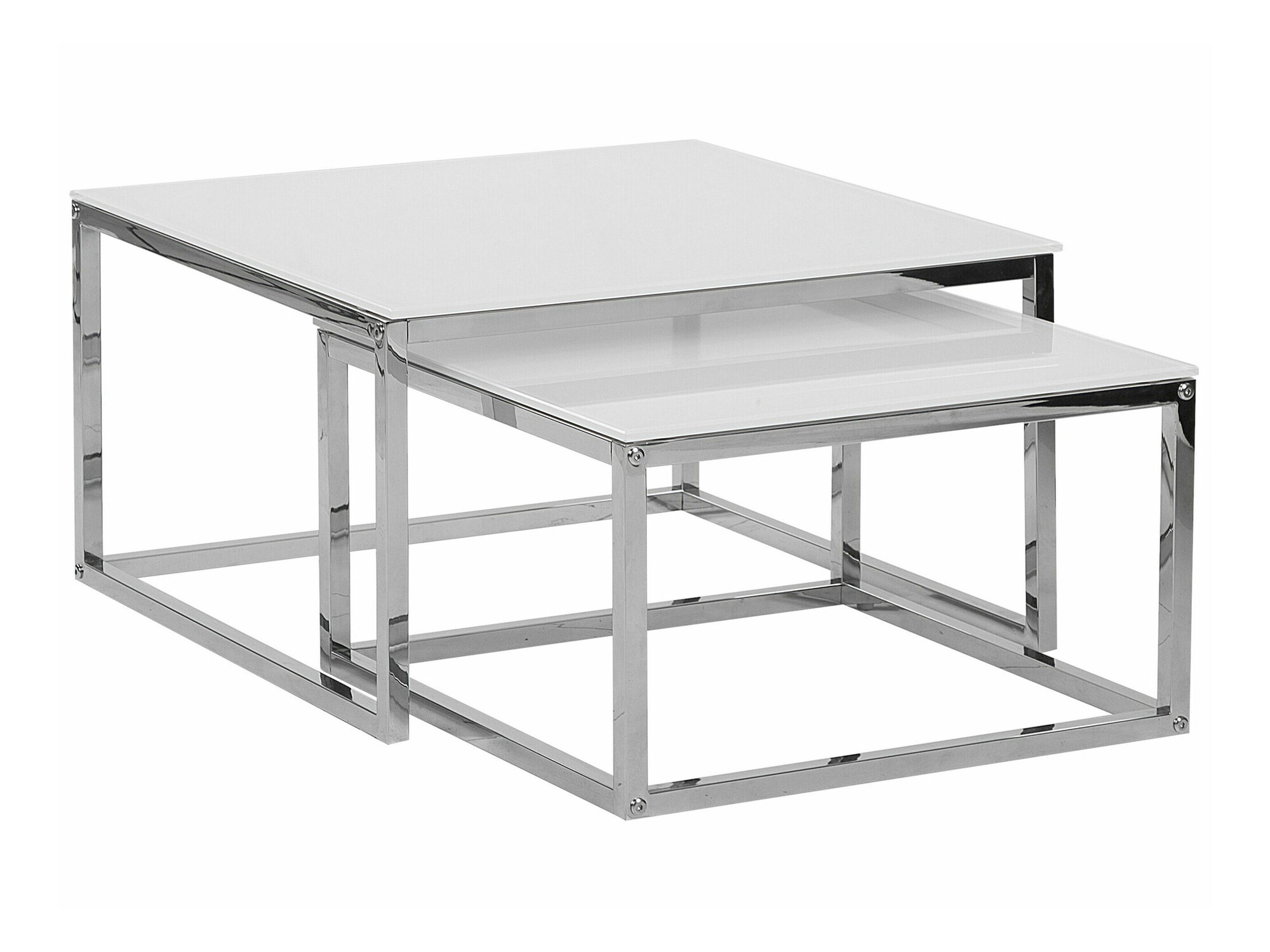 Žurnālu galdiņu komplekts Berwyn 1283 (Balts + Sudraba)