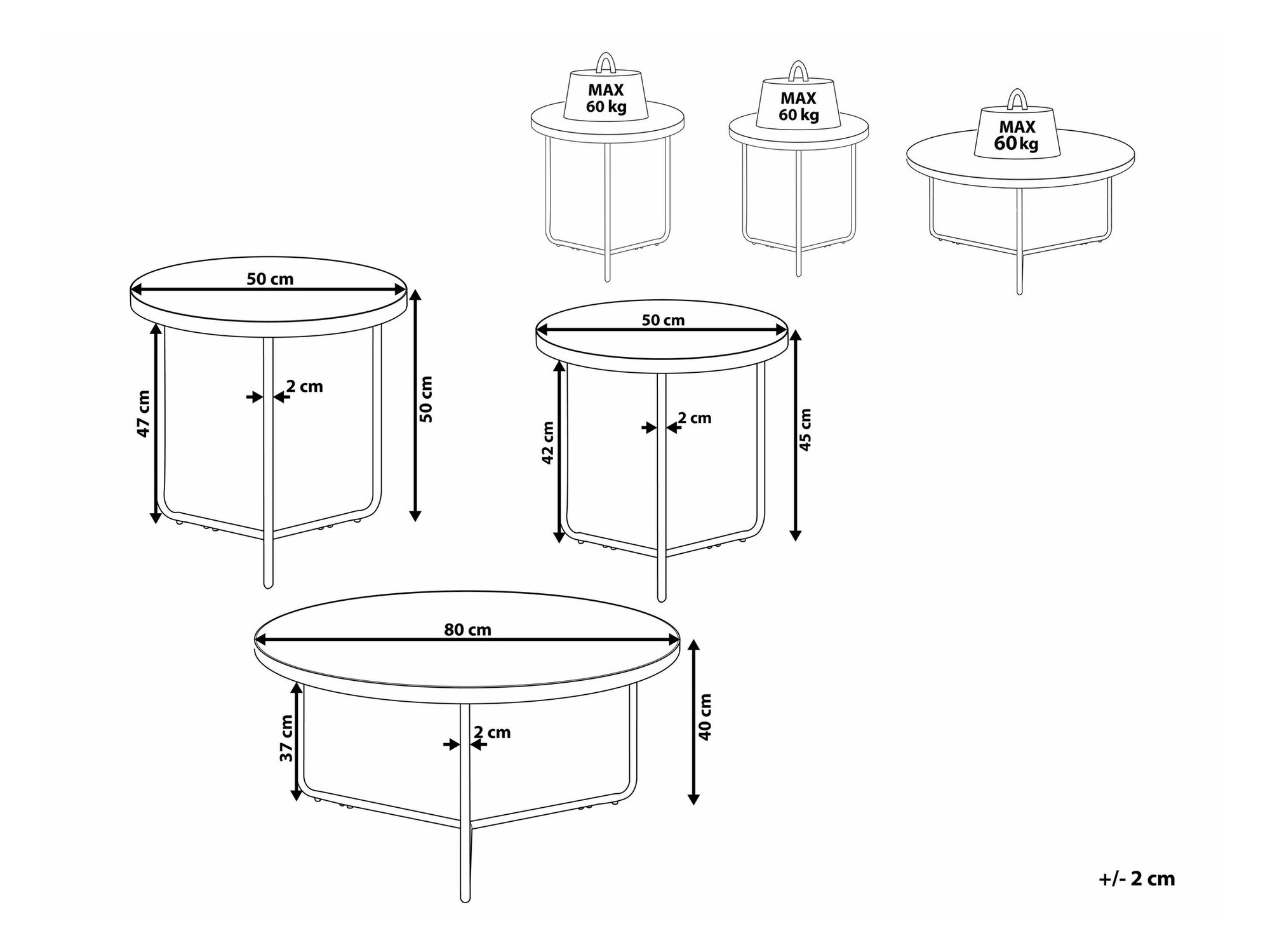 Žurnālu galdiņu komplekts Berwyn 791 (Gaišs koks + Melns)