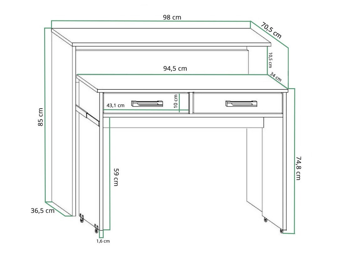 Rakstāmgalds Gilroy 103 (Sonomas ozols)