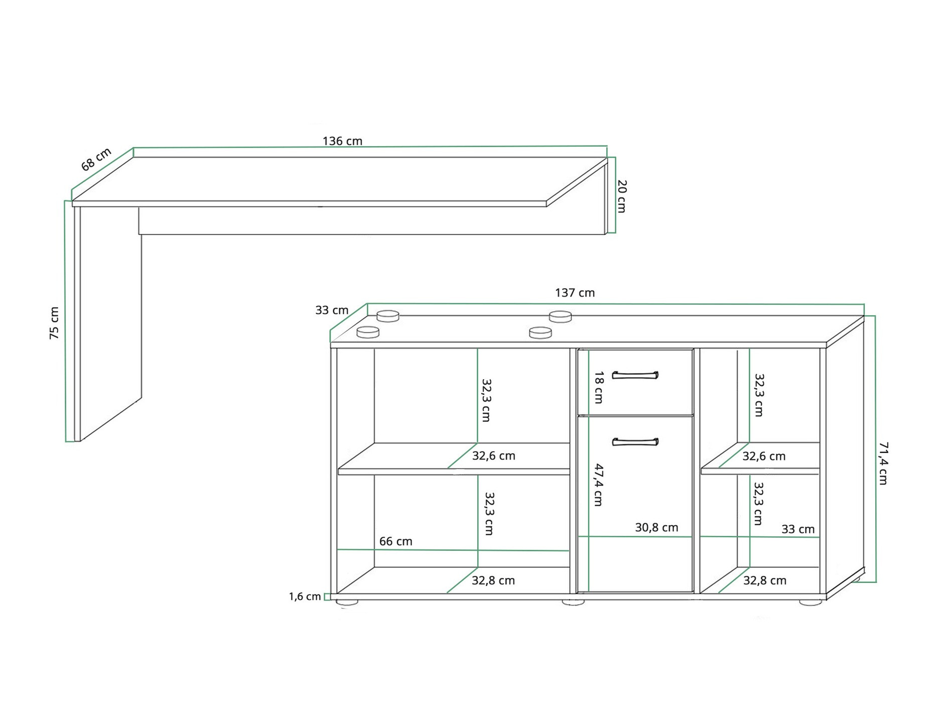 Stūra rakstāmgalds Gilroy 113 (Balts + Glancēts balts)