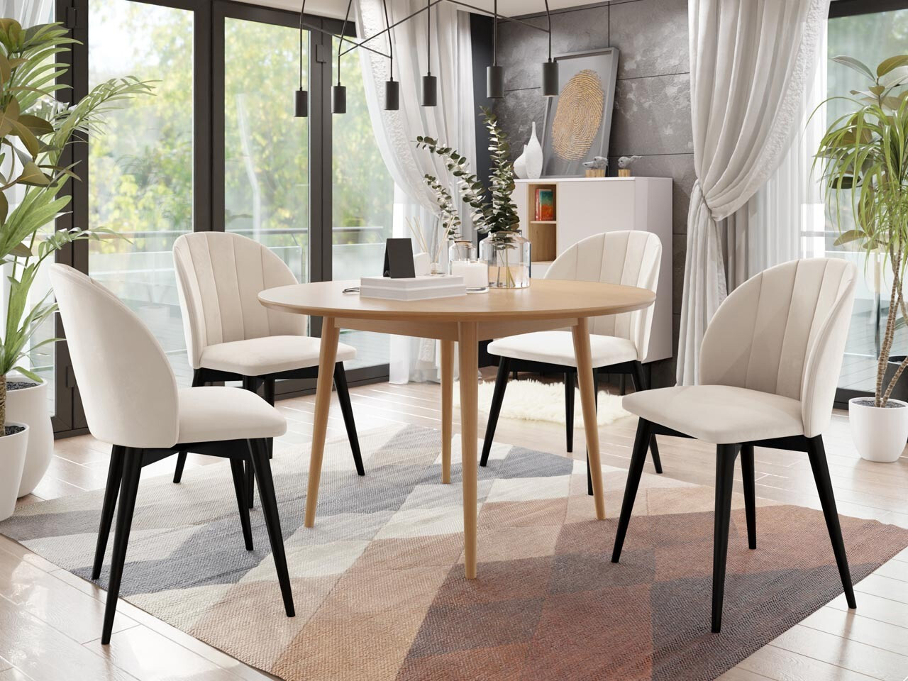 Обеденный гарнитур Racine 127 (Чёрный + Magic Velvet 2250)