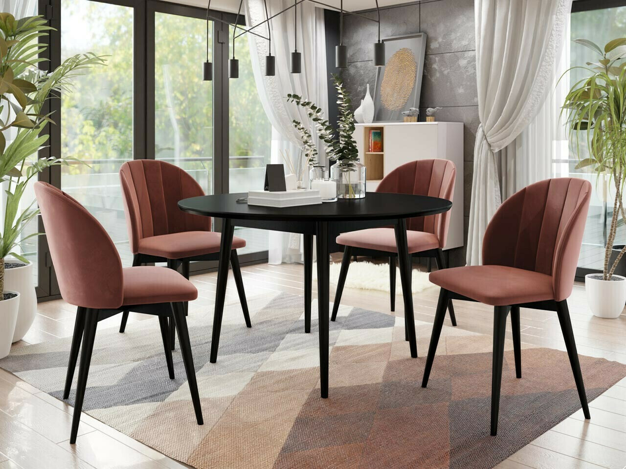 Обеденный гарнитур Racine 127 (Чёрный + Magic Velvet 2258)