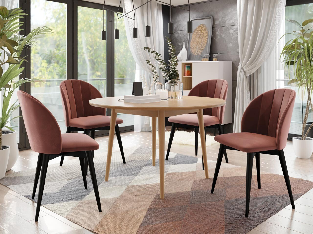 Обеденный гарнитур Racine 127 (Чёрный + Magic Velvet 2258)