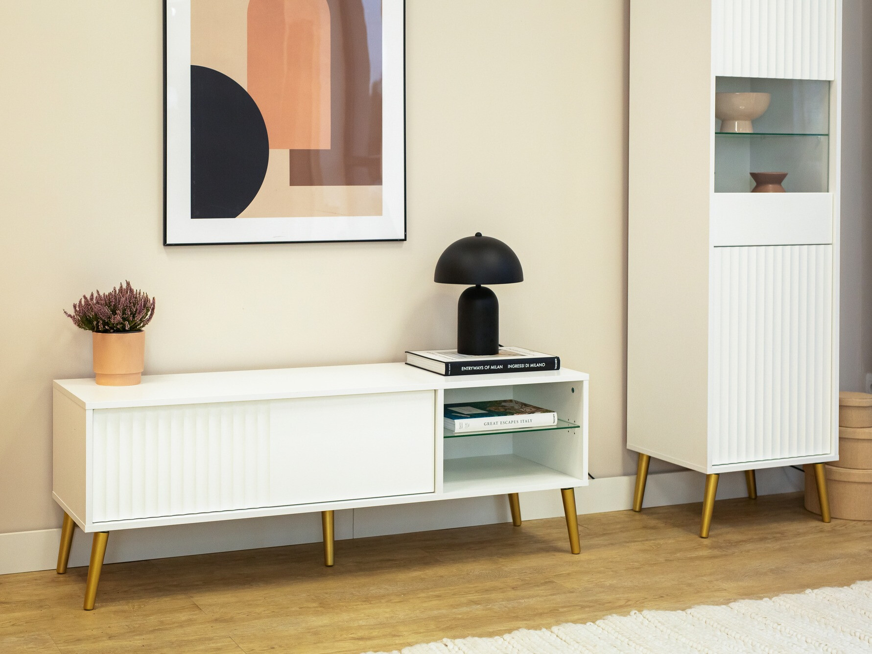 TV galds Cirferi 104 (Balts + Zelta)