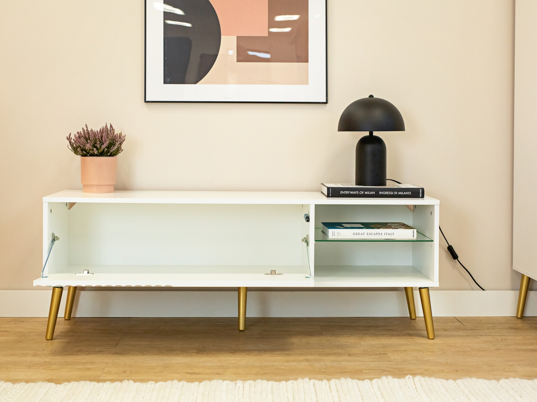 TV galds Cirferi 104 (Balts + Zelta)