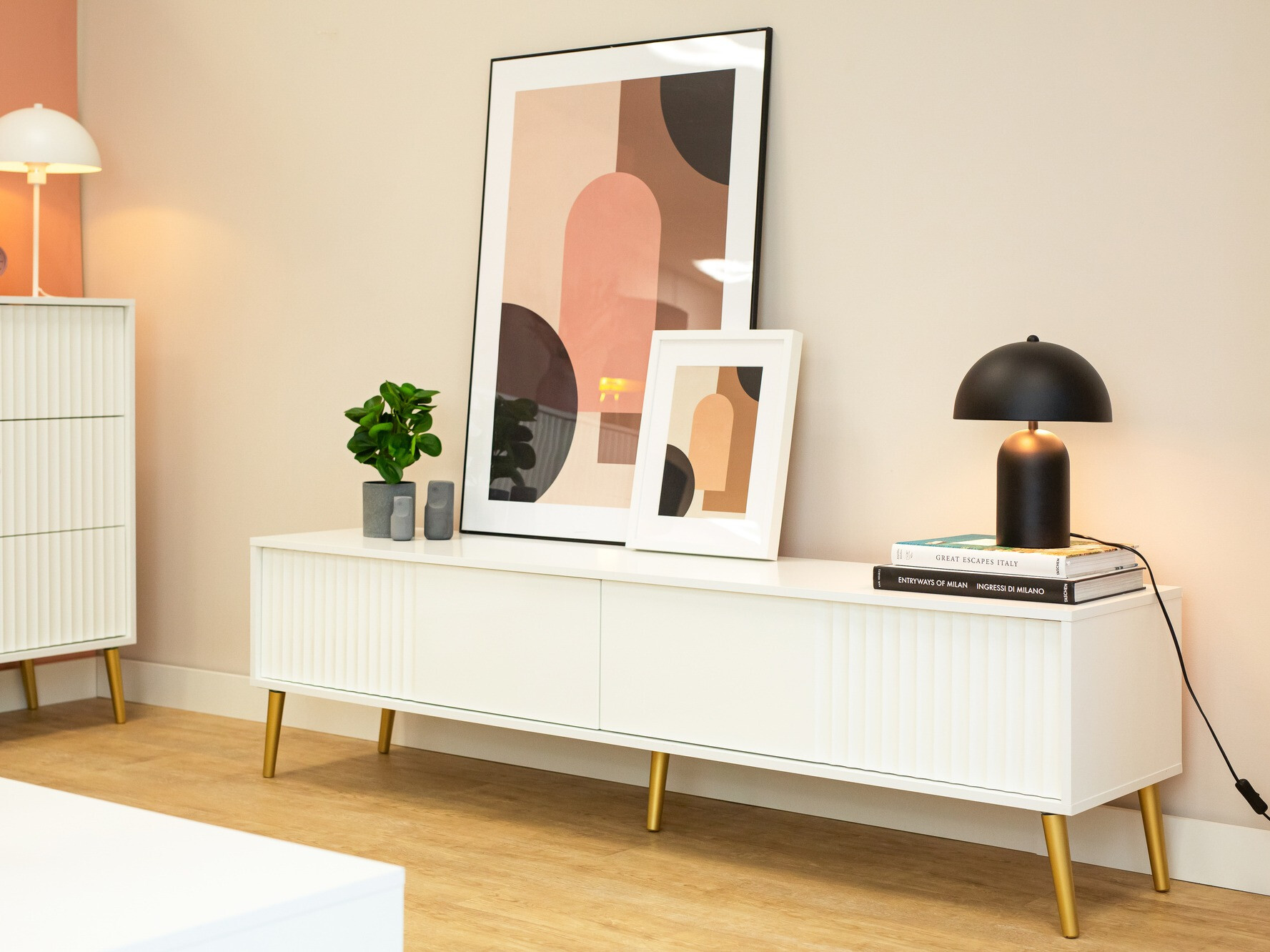 TV galds Cirferi 105 (Balts + Zelta)