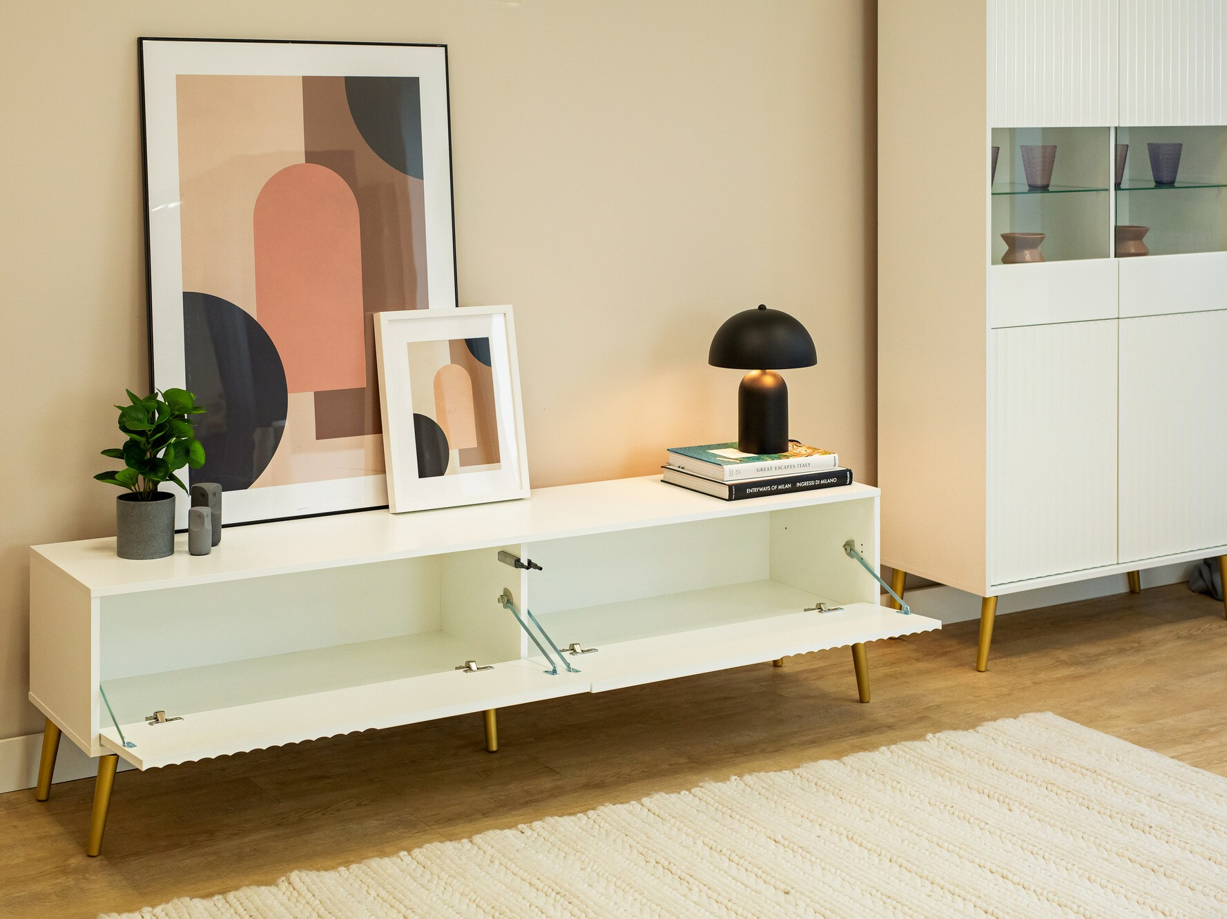 TV galds Cirferi 105 (Balts + Zelta)