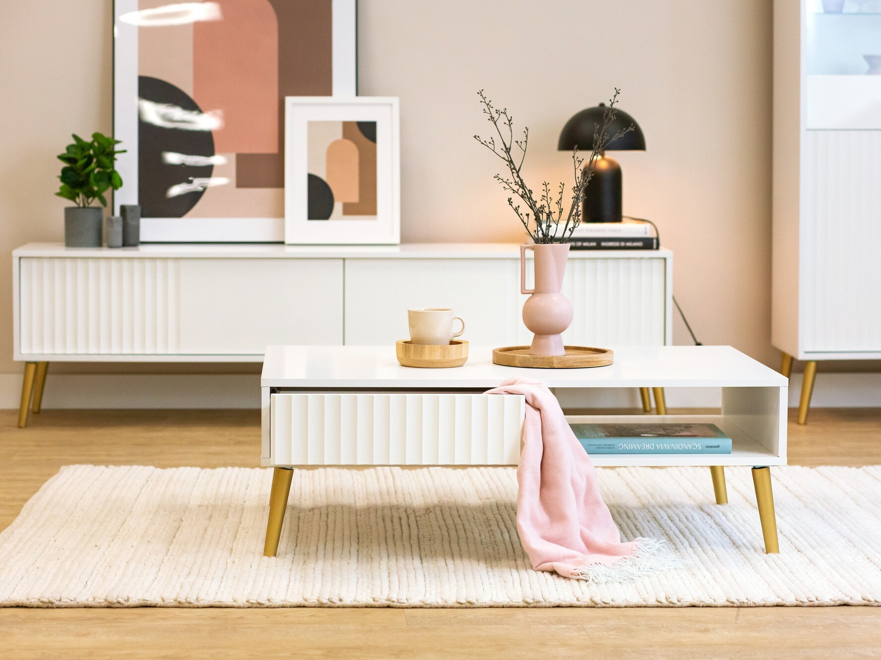 Žurnālu galdiņš Cirferi 103 (Balts + Zelta)