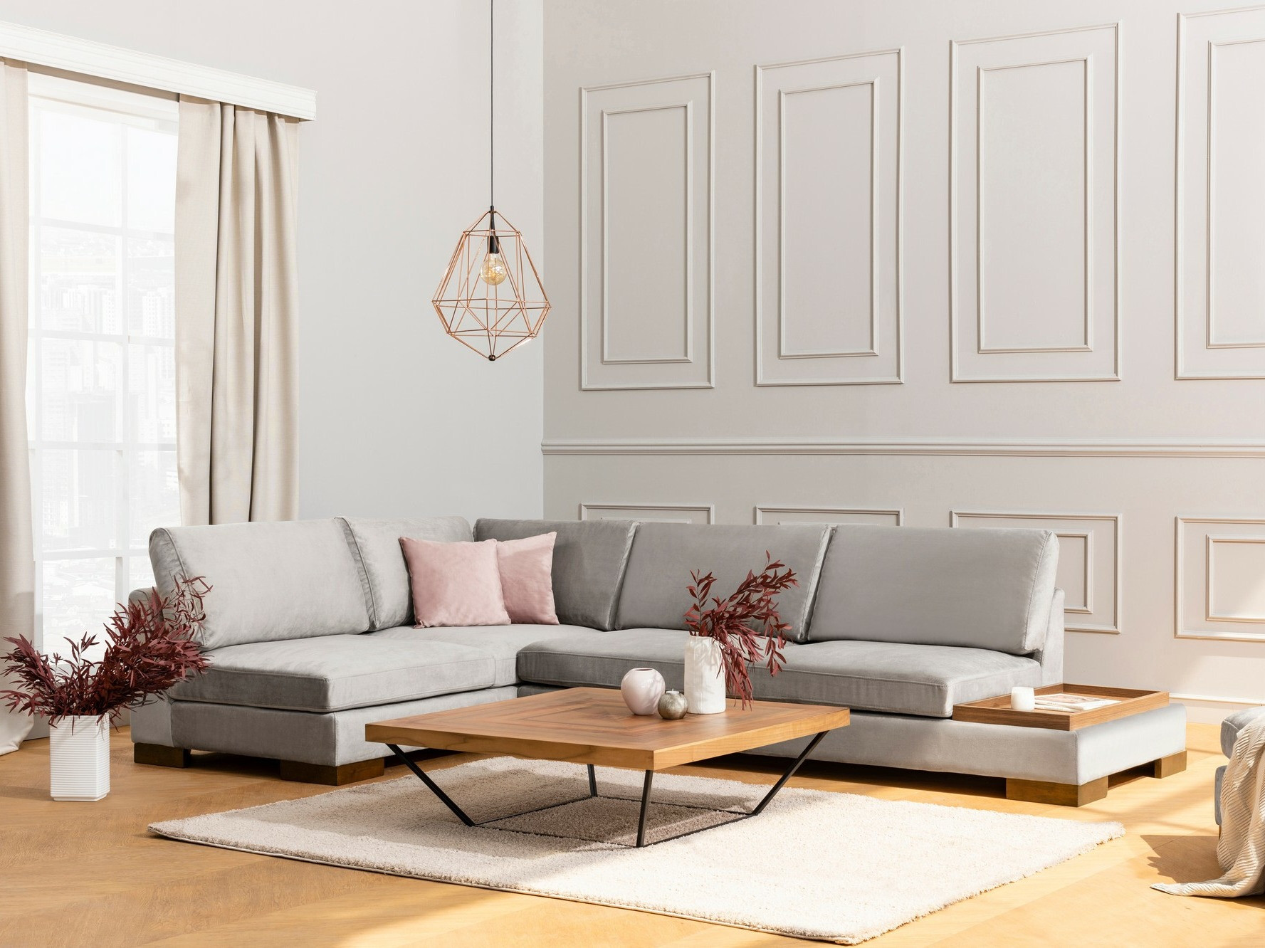 Stūra dīvāns Altadena 448 (Pelēks)