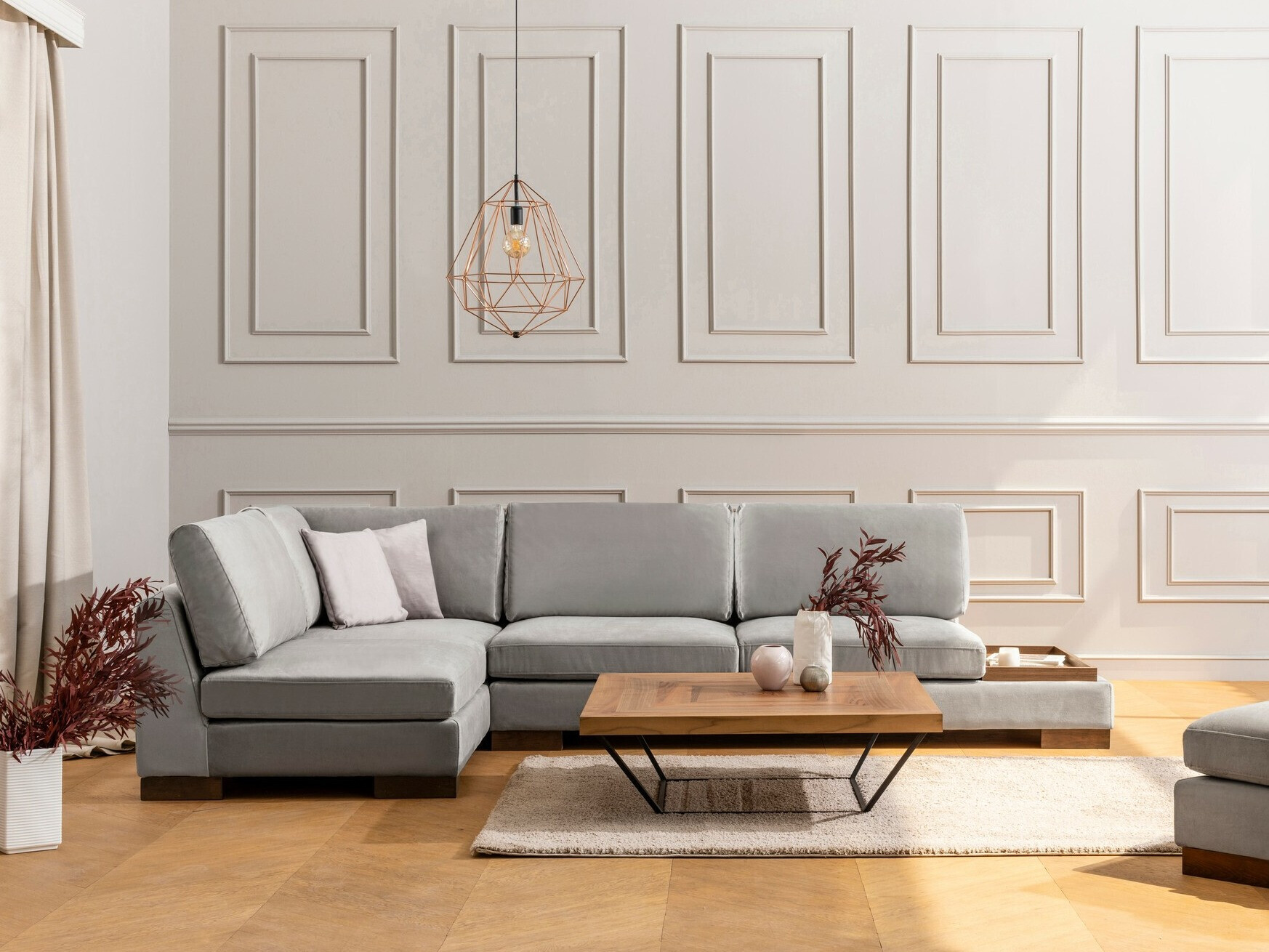 Stūra dīvāns Altadena 448 (Pelēks)