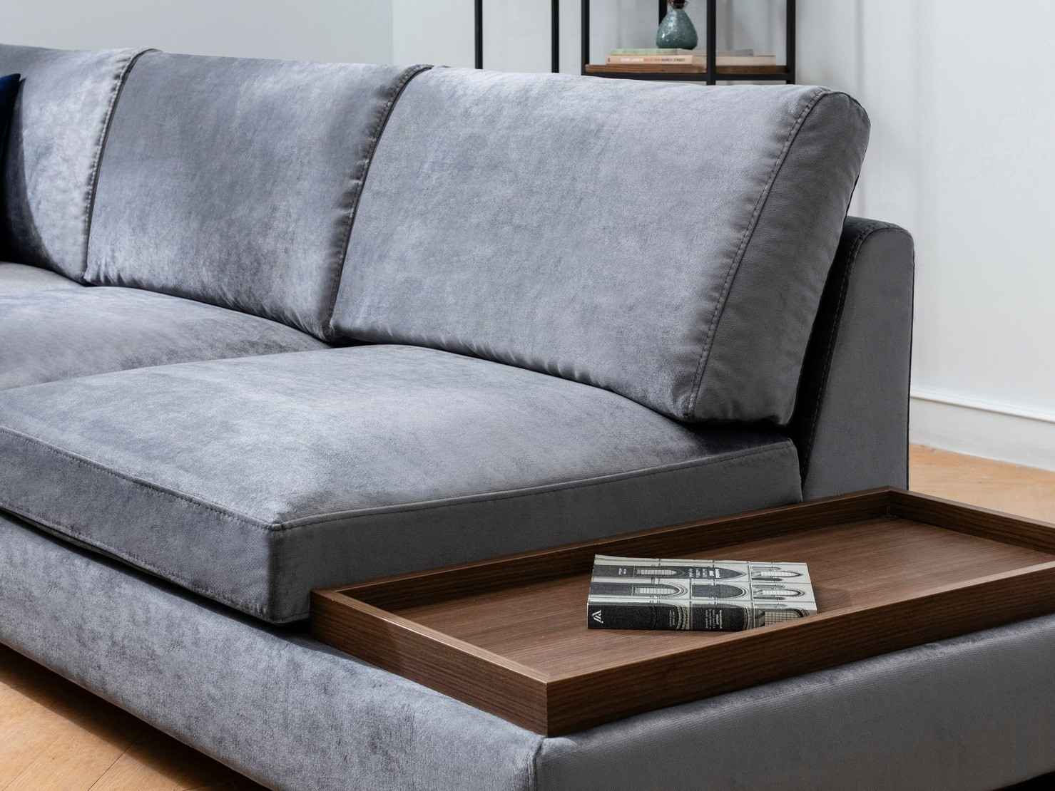 Stūra dīvāns Altadena 448 (Tumši pelēks)