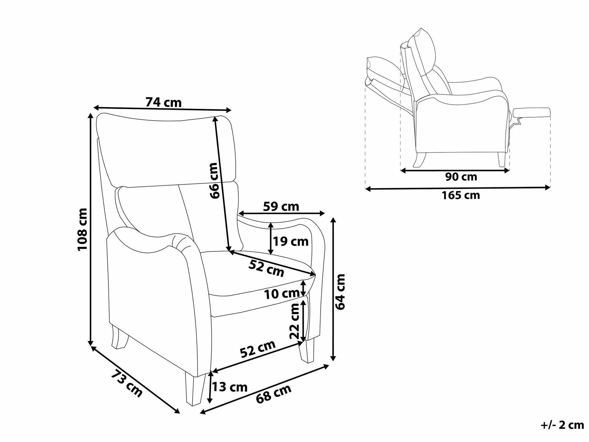 Кресло реглайнер Berwyn 1329 (Чёрный + Темно-коричневый)