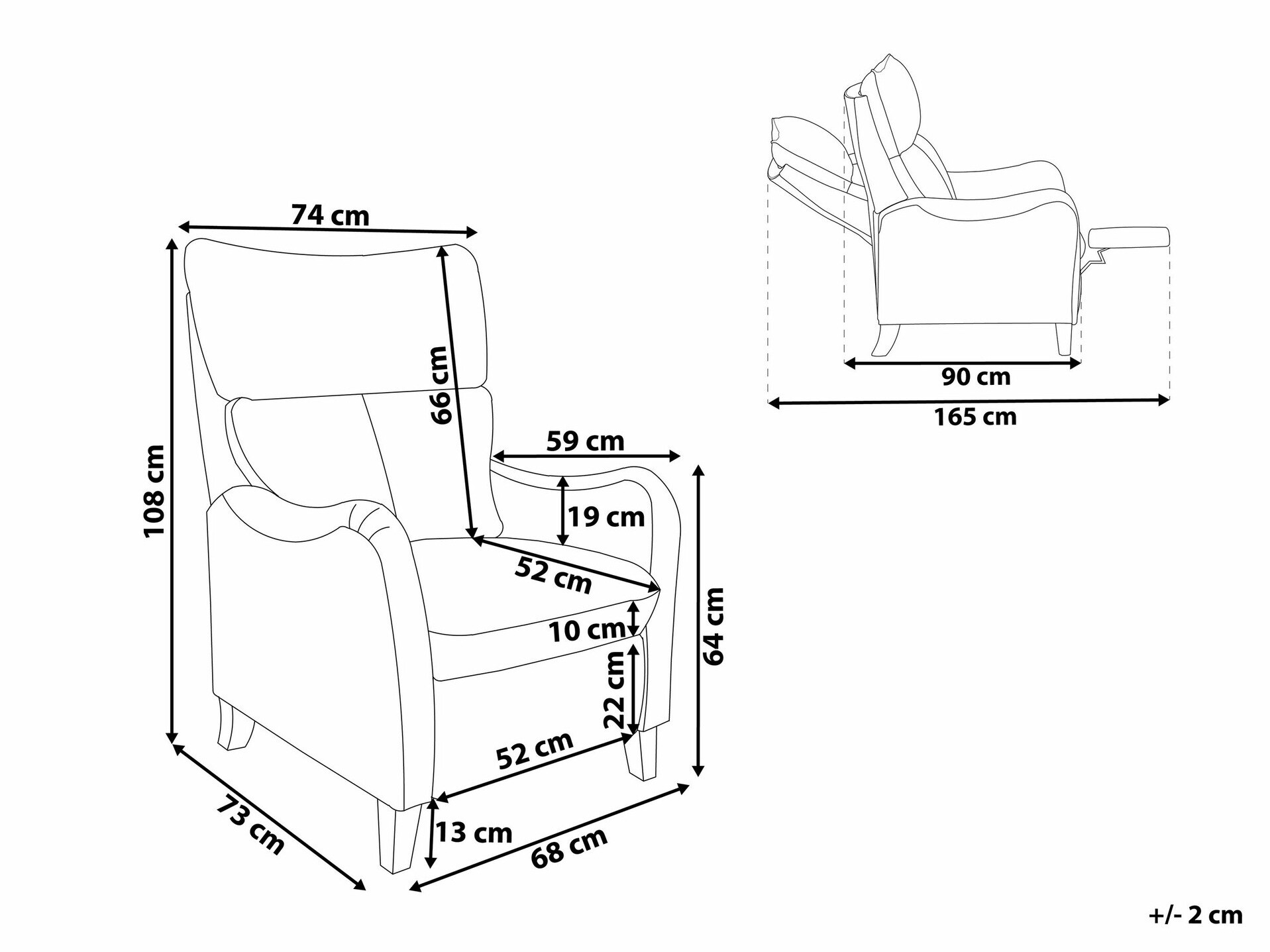 Krēsls reglainer Berwyn 1329 (Bēšs + Gaišs koks)