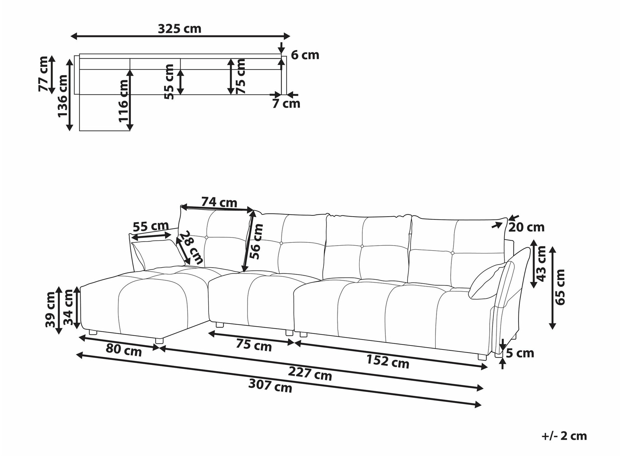 Stūra dīvāns Berwyn 1332 (Grafīts)