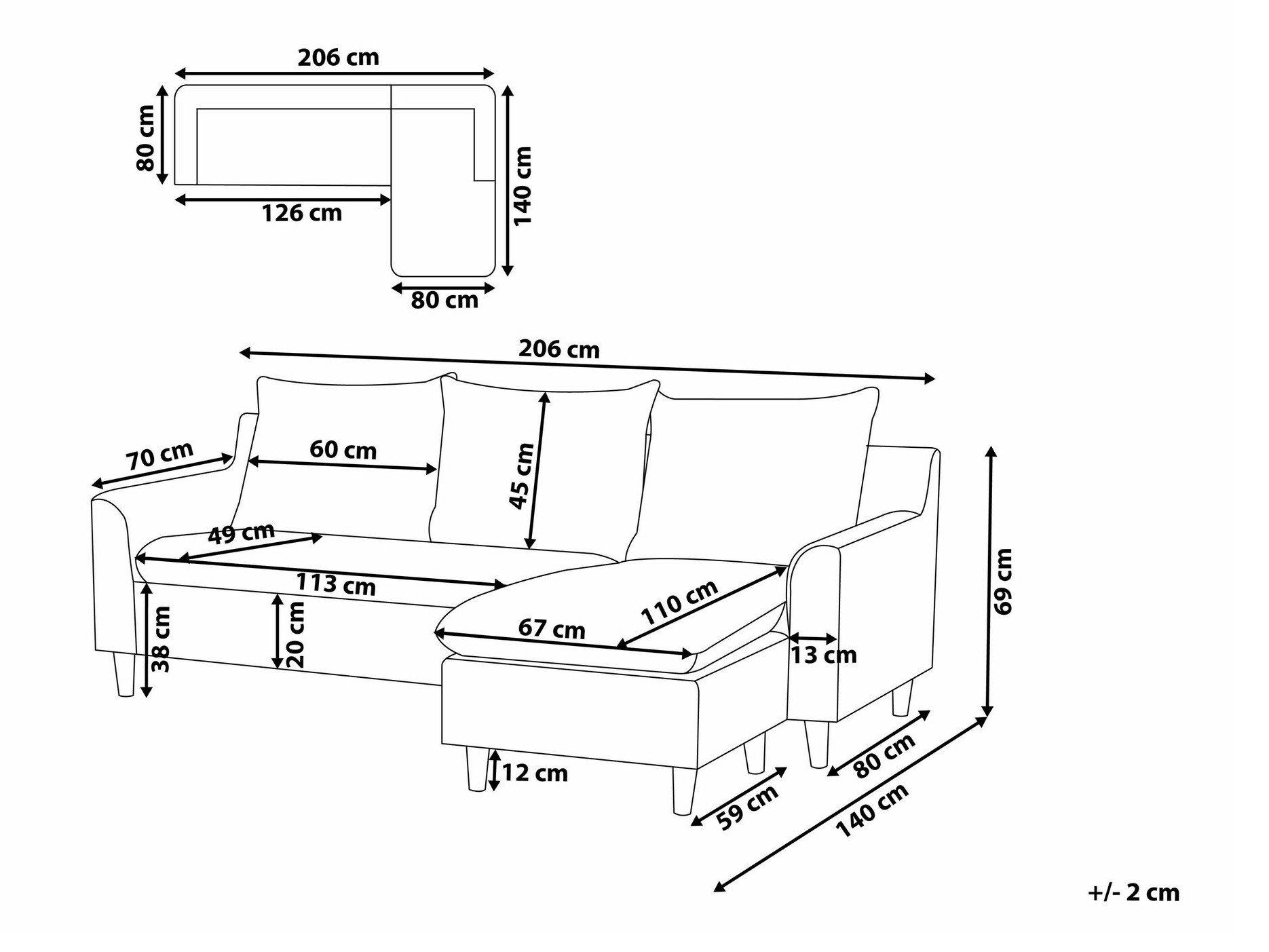 Угловой диван Berwyn 1395 (Тёмно-серый)