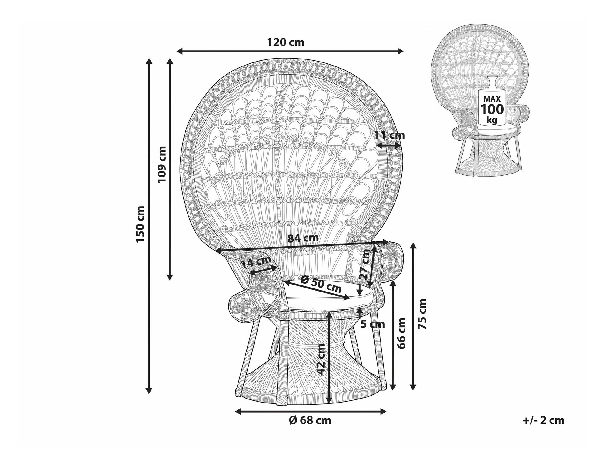 Dārza atpūtas krēsls Berwyn 1429 (Gaiši brūns)
