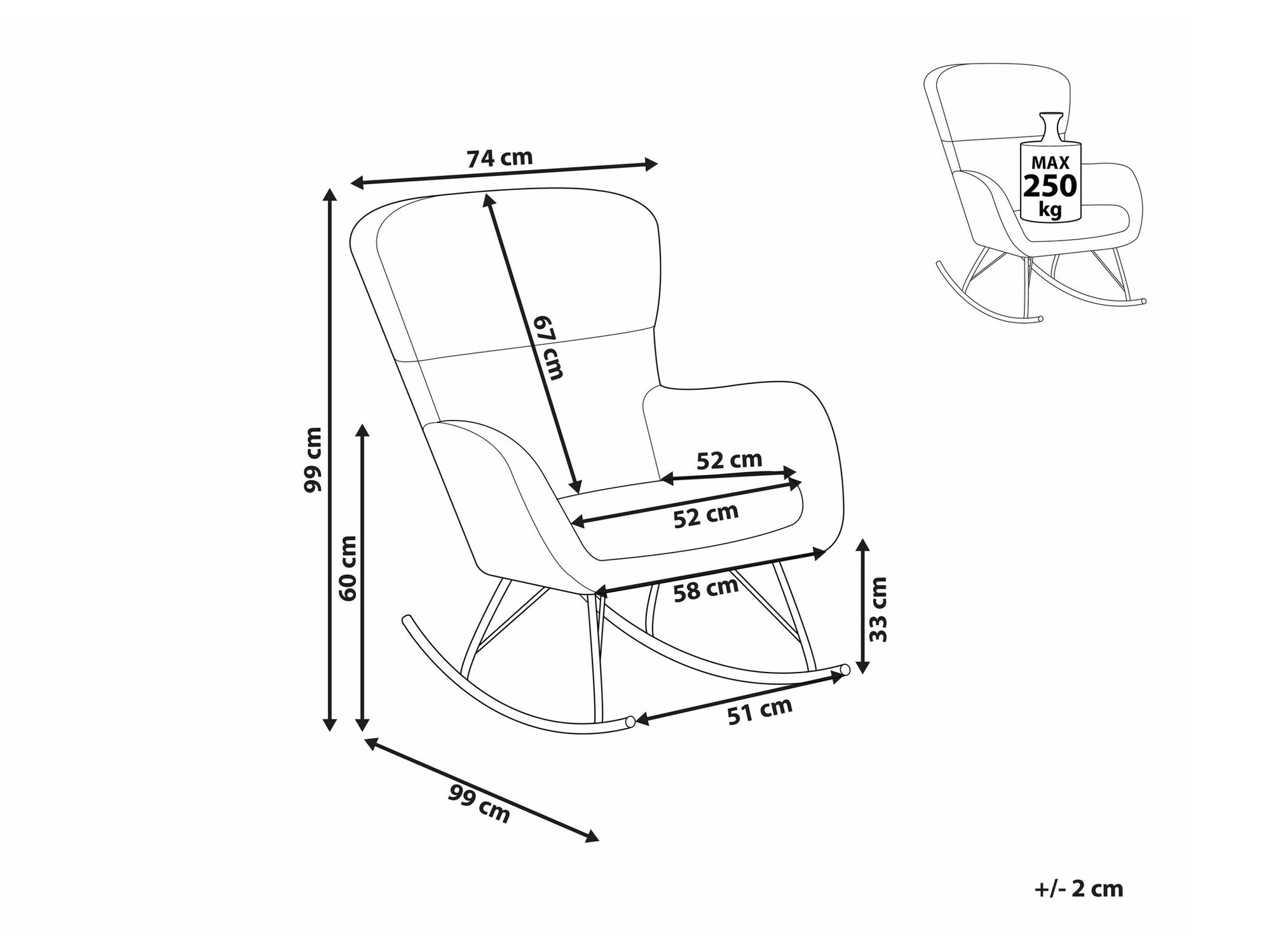 Кресло-качалка Berwyn 1434 (Белый + Золотой)